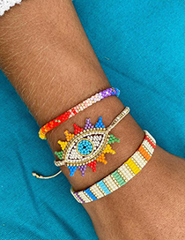 Fashion Black Devils Eye Rice Beads Rainbow Beaded Bracelet