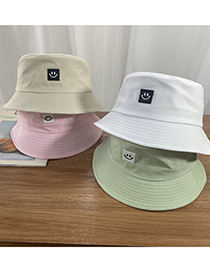Fashion Pink Smiley Label Sunscreen Hat Fisherman Hat