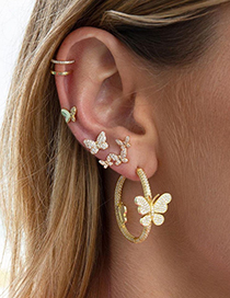 Fashion Set 1 Small Butterfly Micro-set Zircon Earrings
