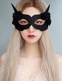 Fashion Black Halloween Fox Head Rose Flower Mask