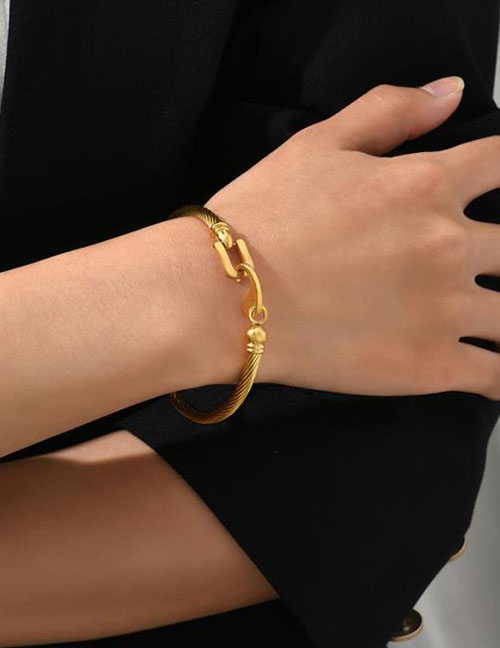 Fashion Gold Titanium Steel Lock Bracelet