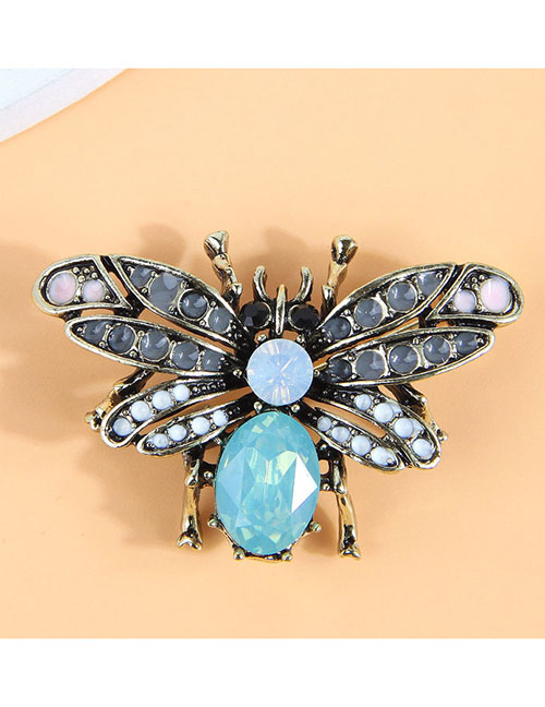 Fashion Color Metal Diamond Bee Brooch