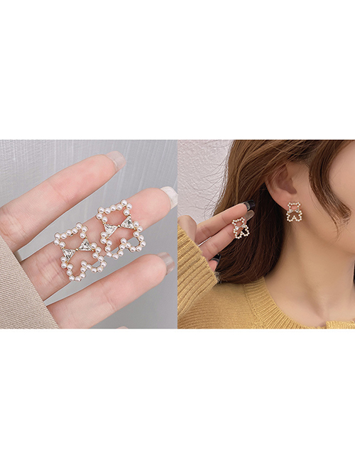 Fashion 43#little White Flower-silver Needle Oe Metal Flower Stud Earrings