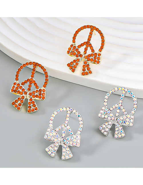 Fashion Gold Alloy Diamond Bow Stud Earrings