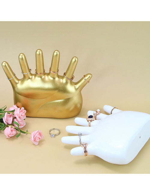Fashion White Hand Model Resin Palm Ring Holder