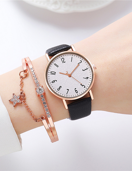 Fashion White + Bracelet Alloy Round Dial Watch