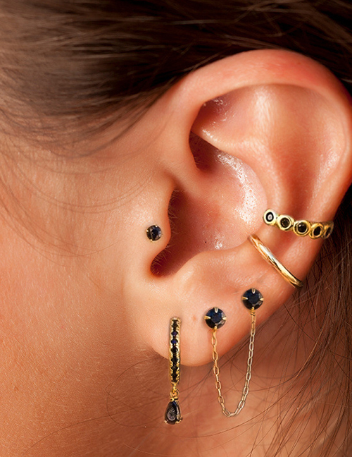 Fashion 14# Metal Diamond Flower Earring Set