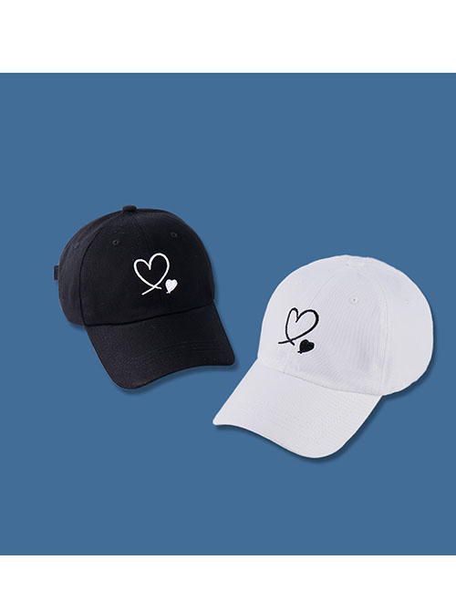Fashion Black And White (2 Pieces) Acrylic Love Embroidery Baseball Cap