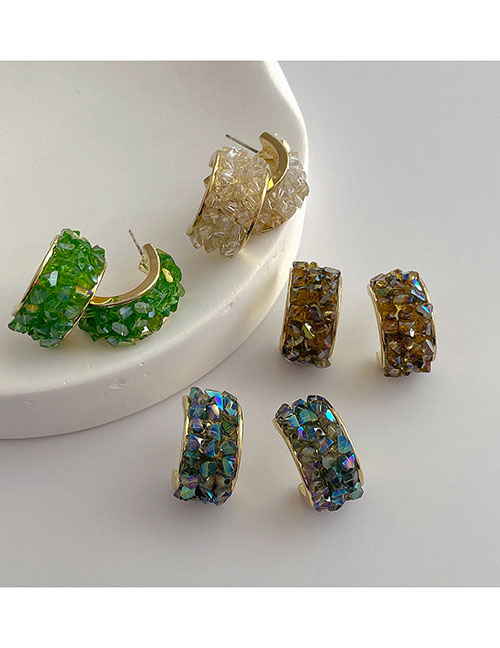 Fashion Color Metal C -shaped Irregular Crystal Ear Ring