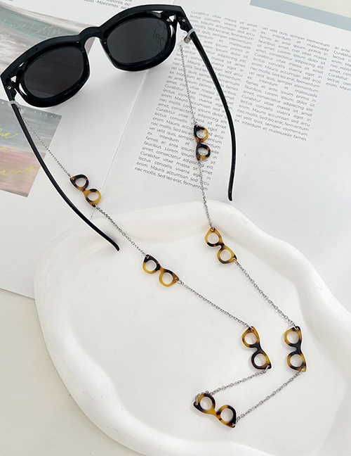 Fashion Leopard Print Acrylic Glasses Box Alloy Chain Glasses Chain Accessories