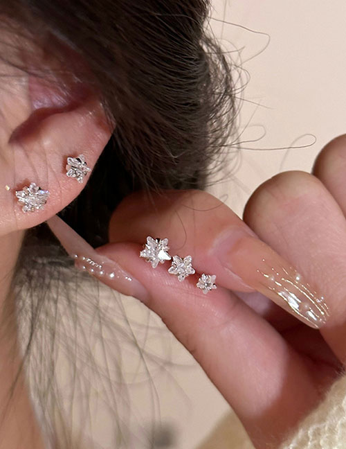 Fashion 4# Copper Diamond Love Earrings Set