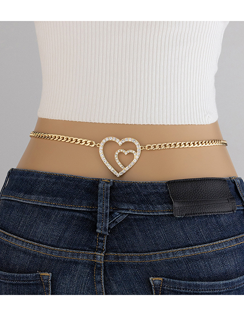 Fashion Gold Diamond Love Pendant Thick Chain Chain Body Chain
