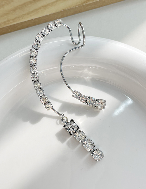 Fashion Silver Alloy Inlaid Diamond Flow Su -hanging Earrings (single) 