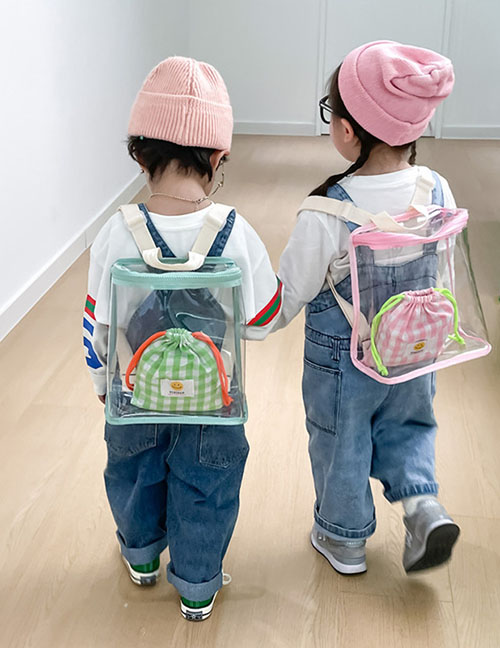 Fashion Pink Pc Children's Transparent Large -capacity Backpack