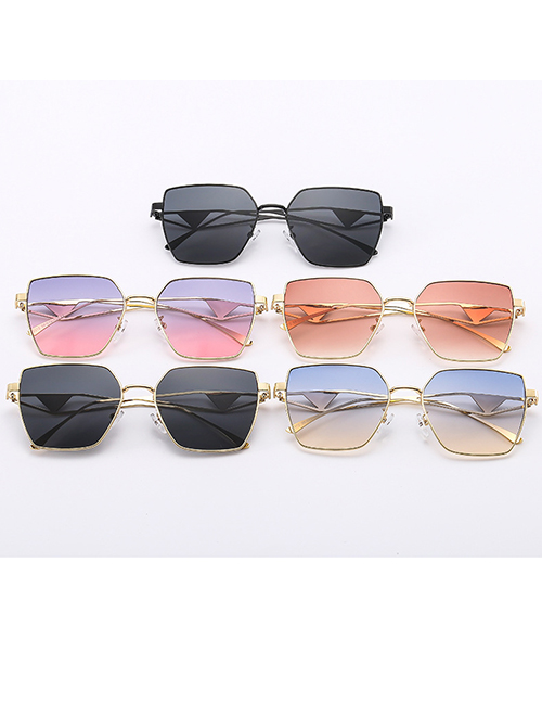 Fashion Golden Frame Gradually Blue And Yellow Pc Square Frame Sunglasses