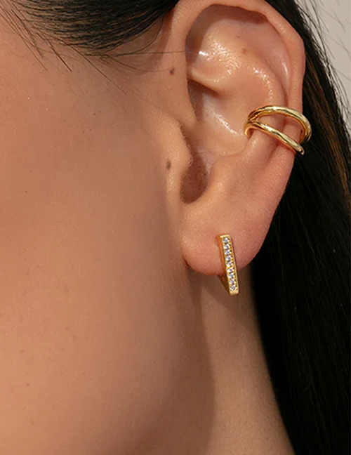 Fashion White Gold Metal Diamond V -shaped Ear Ring