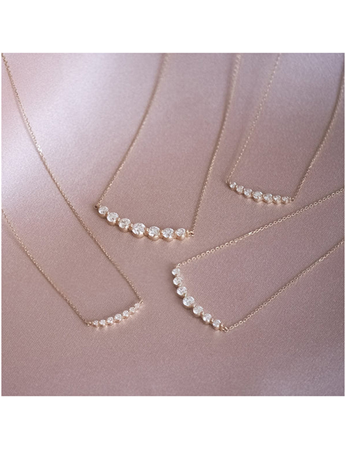 Fashion Gold-3.5mm Single Row Of Diamond Geometry Necklace