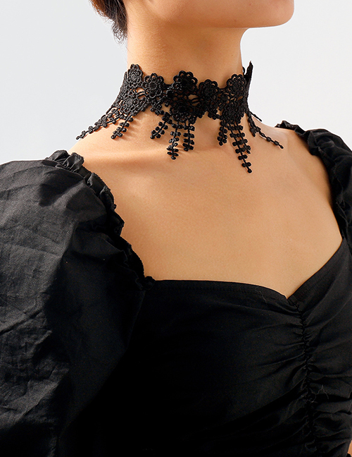 Fashion Black Lace Woven Necklace