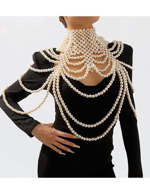 Fashion 12# Pearl Beaded Woven Body Chain