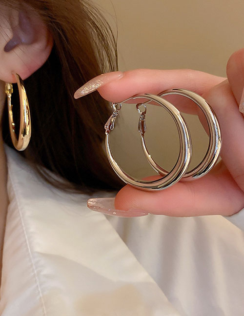 Fashion Silver Pure Copper Geometric Round Ear Ring