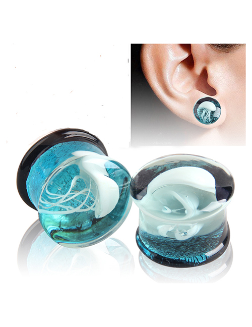 Fashion 16mm Geometric Ocean Jellyfish Glass Piercing Ear Amplifiers