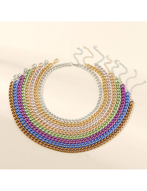 Fashion Purple Metal Geometric Chain Necklace