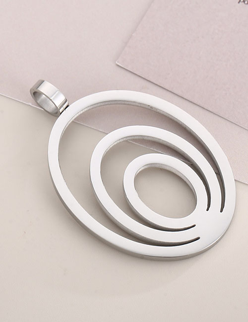 Fashion Silver Only Pendant Titanium Steel Hollow Oval Coil Diy Accessories