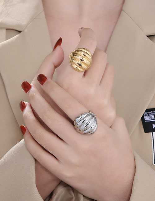 Fashion Mixed Color Gold Plated Titanium Geometric Ring