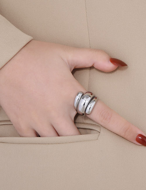 Fashion Silver Titanium Polished Geometric Ring