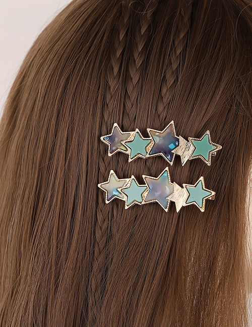 Fashion Pentagram - Green Acetate Five-pointed Star Side Hair Clip