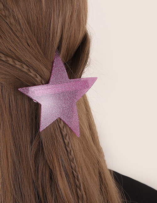 Fashion Shiny - Pink Acetate Pentagram Hair Clip