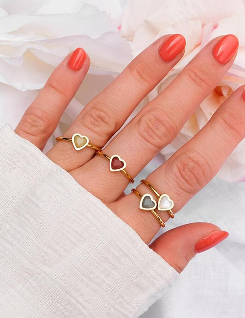 Fashion December Stainless Steel Geometric Heart Open Ring