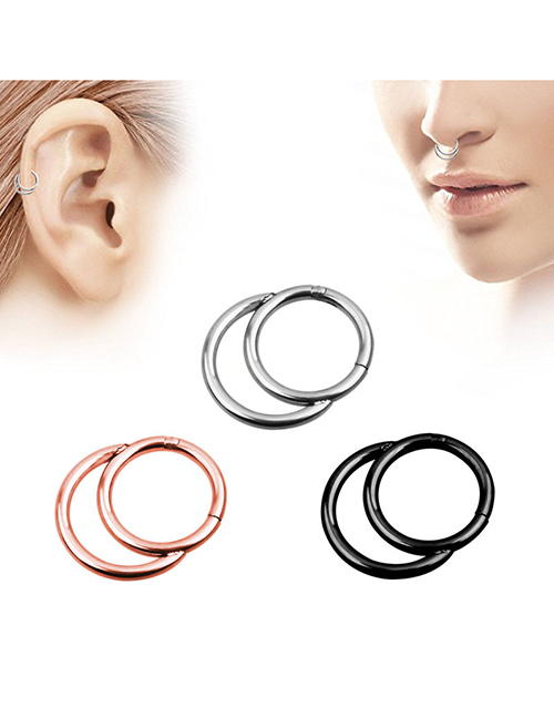 Fashion Five Rose Gold Titanium Steel Geometric Closed Mouth Piercing Nose Ring