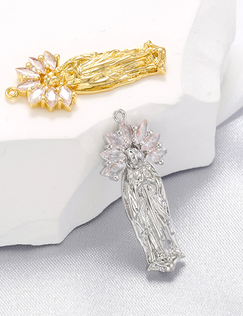 Fashion Golden Platinum Diamond Copper Inlaid Zirconium Virgin Mary Diy Accessories