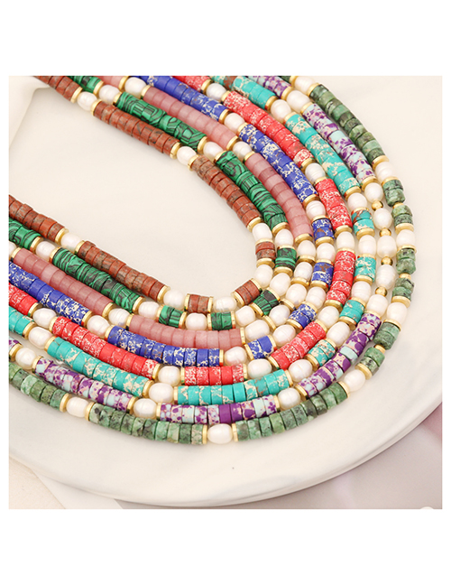 Fashion 8# African Pine King Stone Geometric Stone And Pearl Beaded Necklace