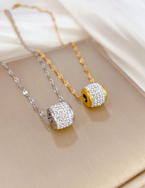 Fashion Silver Titanium Steel Diamond Small Waist Necklace