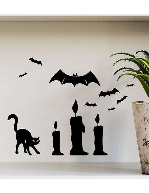 Fashion Black Halloween Cat Bat Sticker