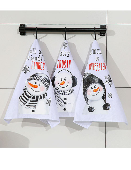 Fashion Snowman Earmuffs Christmas Print Hand Towel
