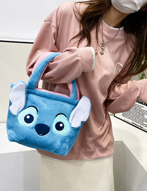 Fashion Blue Plush Large Capacity Cartoon Handbag