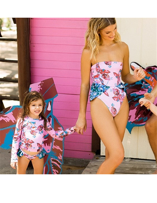 Fashion Baby Polyester Printed Lace Split Swimsuit