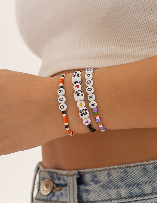 Fashion Color Rice Beads Alphabet Beads Beaded Bracelet Set