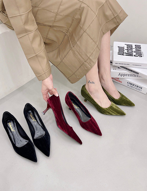 Fashion Green Stiletto Pointed Toe Suede Shoes