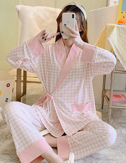 Fashion 9804 Bow Modal Cartoon Maternity Pajamas Set