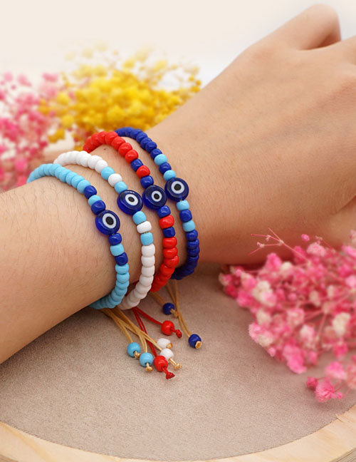 Fashion Navy Blue Liuli Demon Eye Beads Beads Bead Weaving Bracelet