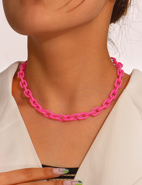 Fashion Multicolor Plastic Geometric Chain Necklace