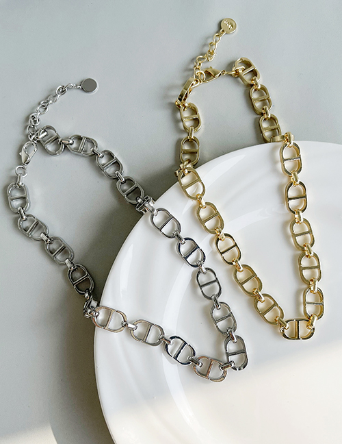 Fashion Silver Alloy Alphabet Pig Nose Chain Necklace