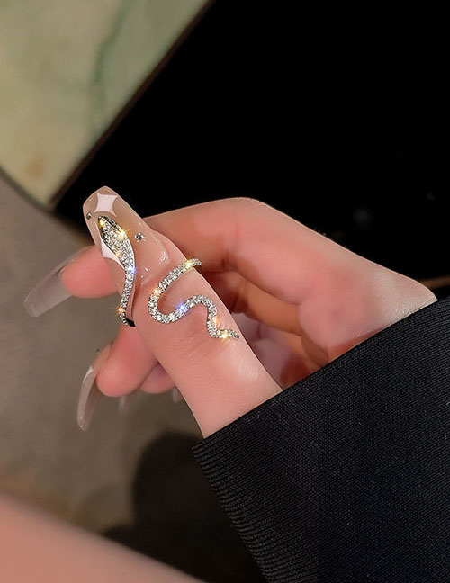 Fashion Silver Alloy Inlaid Zirconium Winding Snake Ring