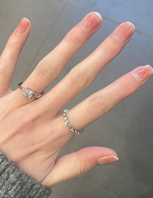 Fashion Ring - White Alloy Diamond Mosaic Pearl Ring