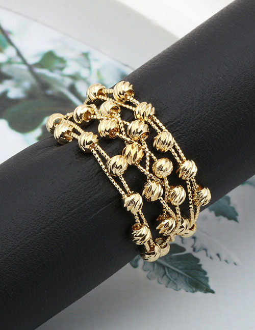 Fashion Gold Gold Plated Copper Beaded Rope Chain Ring