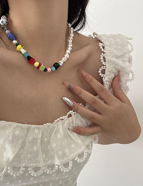 Fashion Main Image Geometric Stone And Pearl Beaded Bracelet